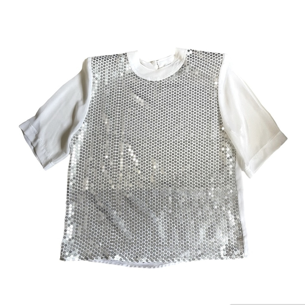 Givenchy Vintage White Sheer Sequinned Top FR 38/US M
